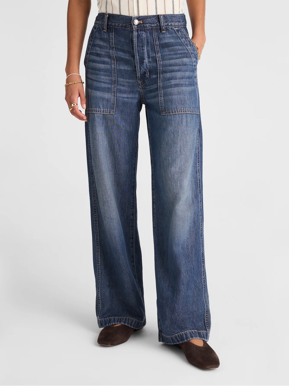 NWT Madewell Low Slung Baggy Jean Airy Denim Size 26 Lindewood Wash $158 NW273